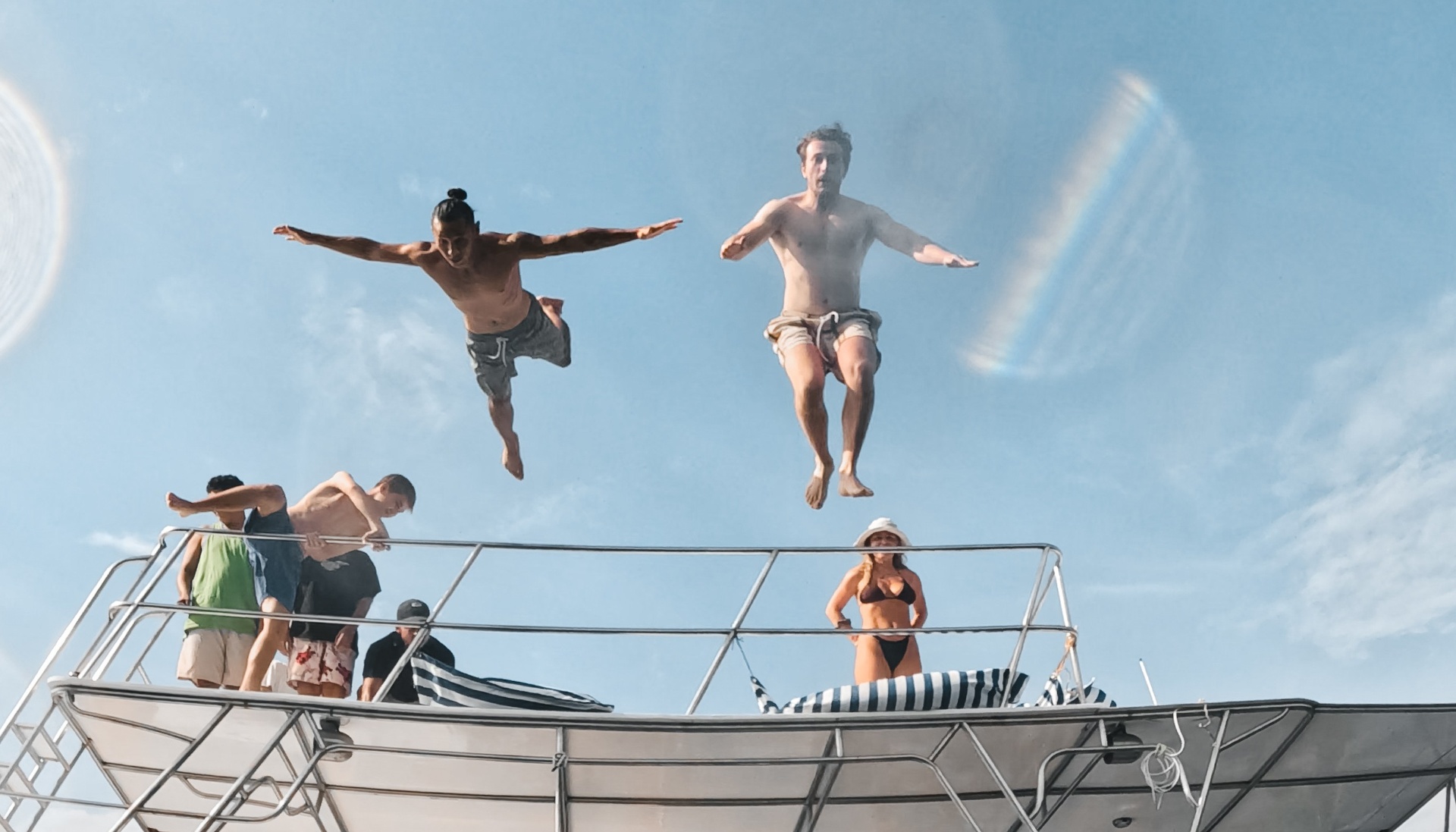 Upper deck of Pacific Lounge where guests jump into the water