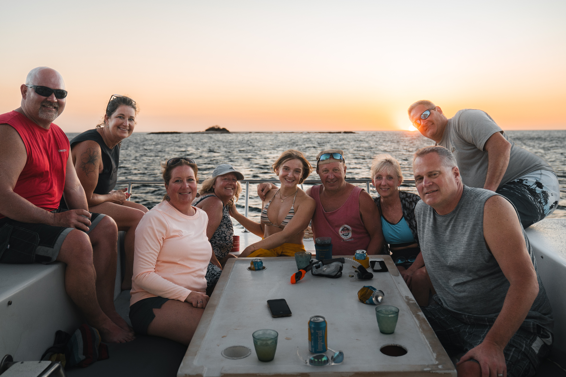 Golden Pacific sunset from the catamaran